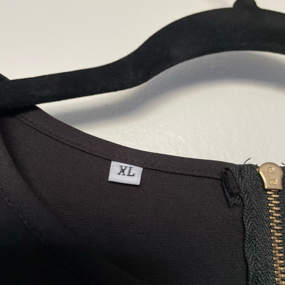 MINI DRESS PARTY COCKTAIL BLACK XL RUFFLE SHORT SLEEVES SHIFT GOLD BACK ZIPPER - Picture 3 of 11